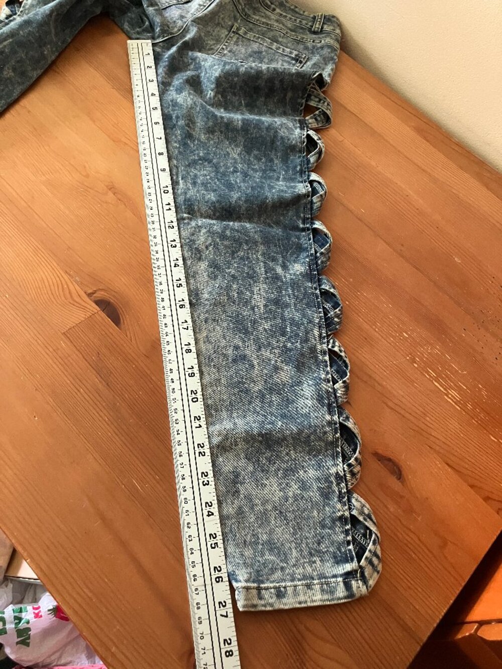 Ladies' E-MESSI Blue Marble Jeans Waist 28" - Picture 11 of 16